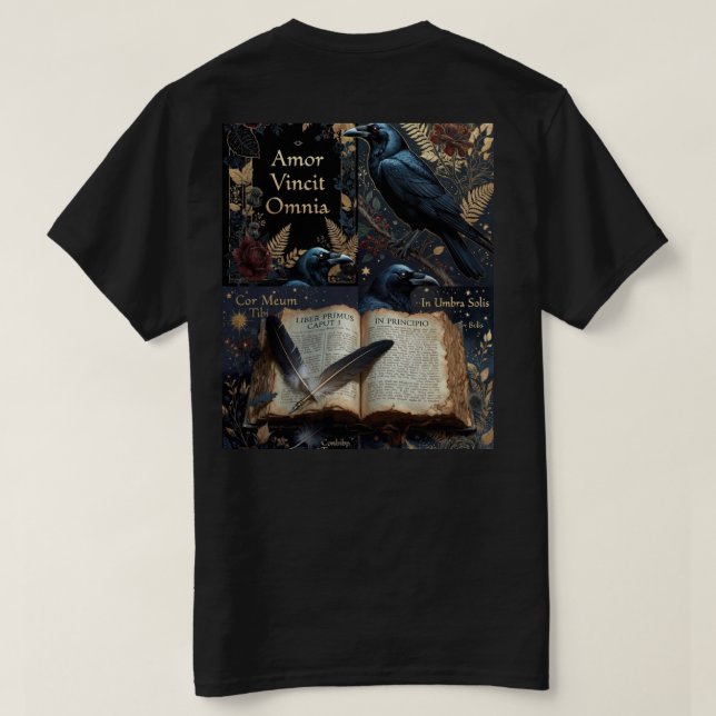 Camiseta midnight-navy design with ravens perched  (Reverso del diseño)