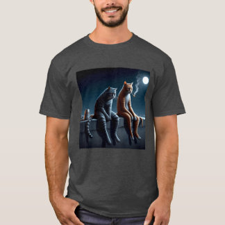 Camiseta Midnight Smoking Cats Meme Art Funny Mood T-Shirts