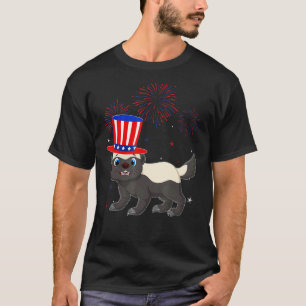 Camiseta Miel Badger Rojo Azul Blanco Fuegos artificiales D