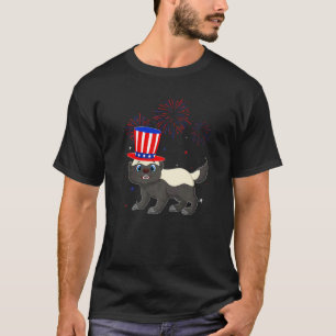 Camiseta Miel Badger Rojo Azul Blanco Fuegos artificiales D
