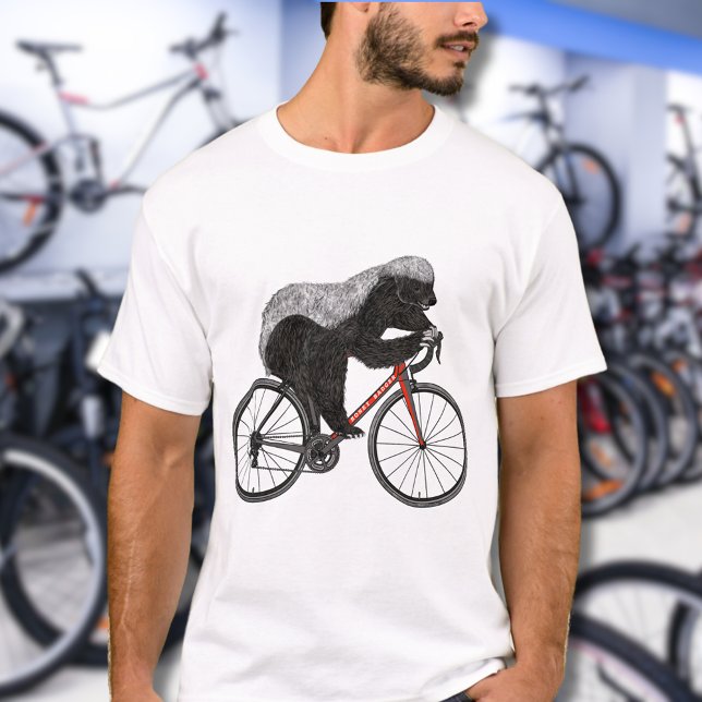 Camiseta Miel Tejón montando bicicleta (Funny honey badger cycling on a bicycle a wild animal badass cyclist illustration )