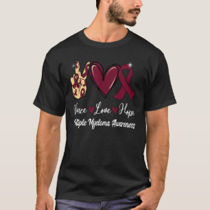 Camiseta Mieloma Múltiple Conciencia Paz Amor Esperanza Bor