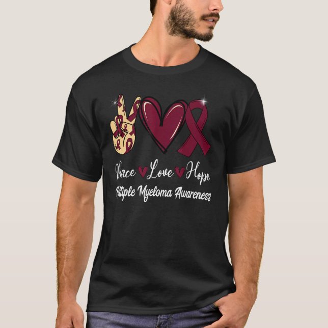 Camiseta Mieloma Múltiple Conciencia Paz Amor Esperanza Bor (Anverso)