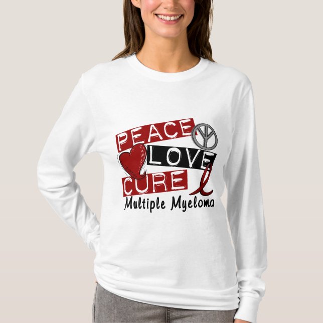 Camiseta Mieloma múltiple de la curación del amor de la paz (Anverso)