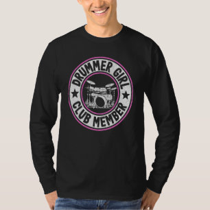 Camiseta Miembro del Club de Chica Baterista Mujeres Tambor