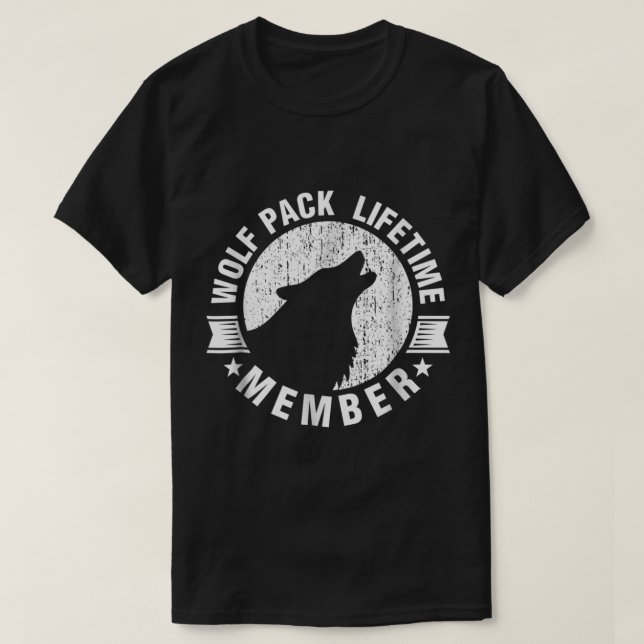 Camiseta Miembro Vitalicio Manada de Lobos Silueta de Lobo  (Diseño del anverso)