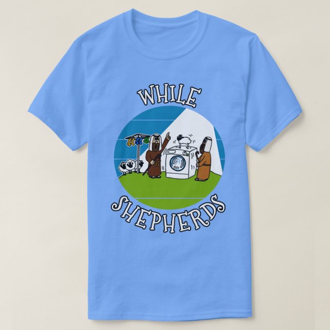 Camiseta Mientras los pastores Navidades Natividad Iglesia  (Diseño del anverso)