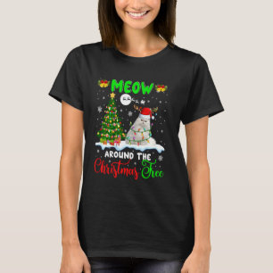 Camiseta Mier alrededor del árbol de Navidad Cute gato de r
