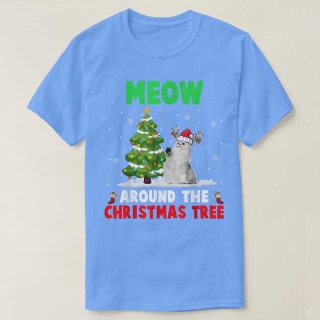 Camiseta Mier alrededor del gato de reno del árbol de Navid (Diseño del anverso)