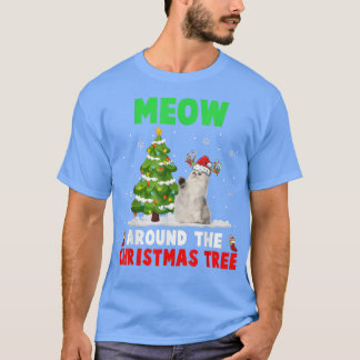 Camiseta Mier alrededor del gato de reno del árbol de Navid