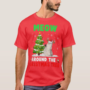 Camiseta Mier alrededor del gato de reno del árbol de Navid
