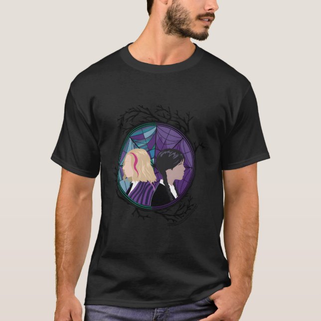 Camiseta Miércoles Enid StainGlass Spider Web Silhouette (Anverso)