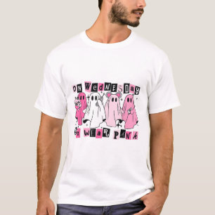 Camiseta Miércoles, usamos Halloween Estofado Rosa