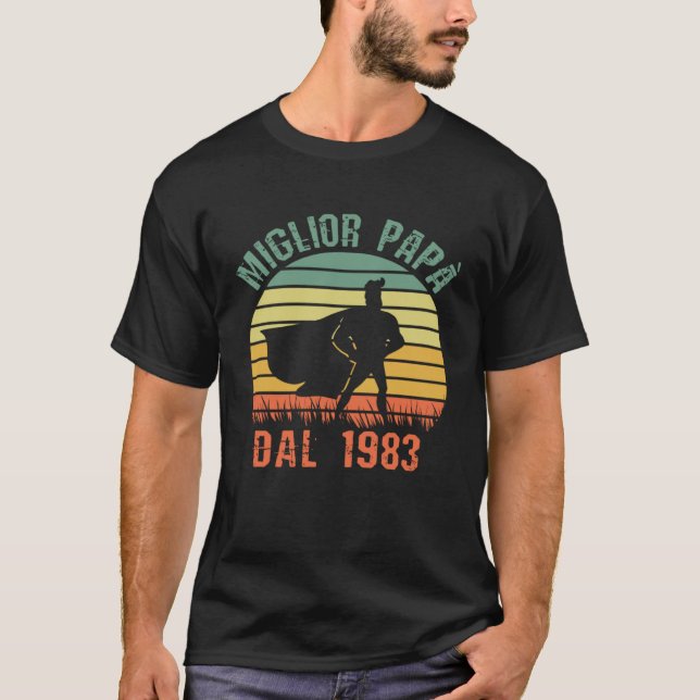 Camiseta Miglior Papà Dal 1983 Compleanno Padre Retro Vinta (Anverso)