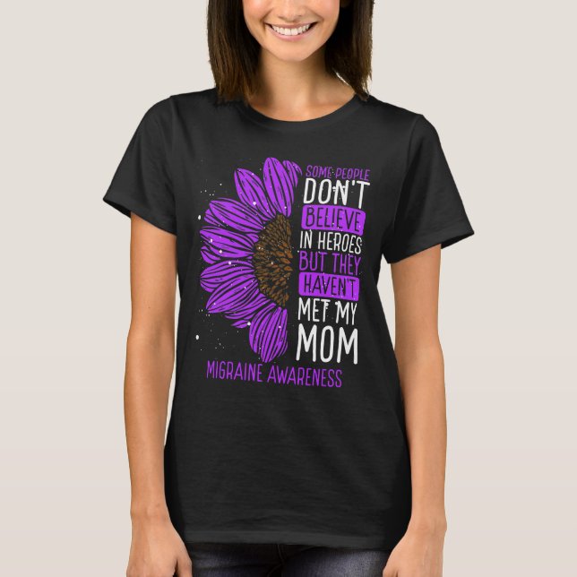 Camiseta Migraine Awareness Ribbon Mom Warrior (Anverso)