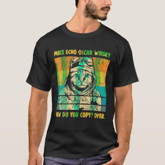 Camiseta Mike Echo Oscar Whisky Flying Cat Pilot MEOW Cat O