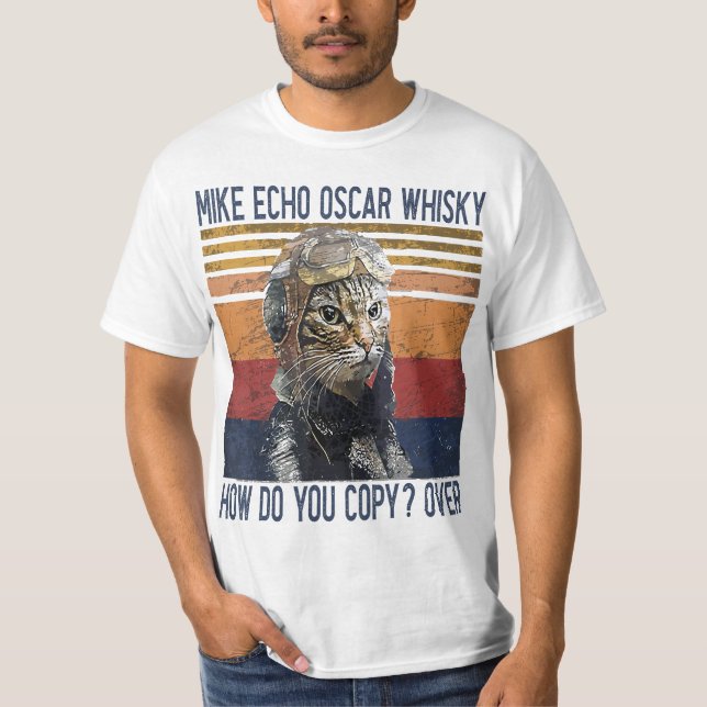 Camiseta Mike Echo Oscar Whisky How Do You Copy Pilot Kitty (Anverso)