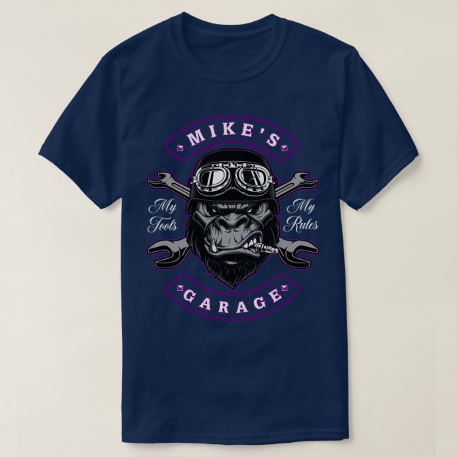 Camiseta Mikes Garage Personalized Mens Gift (Diseño del anverso)