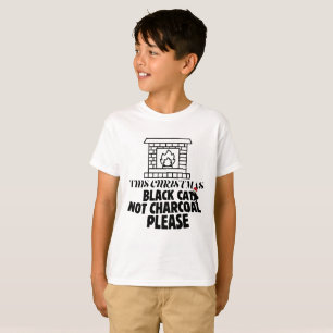 Camiseta Mikitiez divertido gato negro x'mas carbón santa T