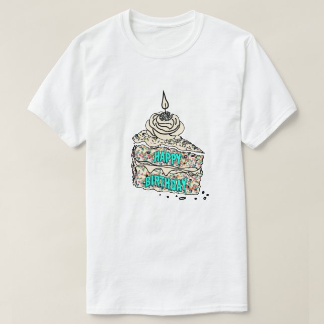 Camiseta Mikitiez HappyBirthday cakeseason ristece globo (Diseño del anverso)