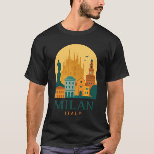Camiseta Milán de la época Duomo Italia Viaje Retro Camiset