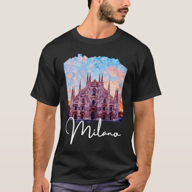 Camiseta Milán Italia: recuerdo de pintura (Anverso)