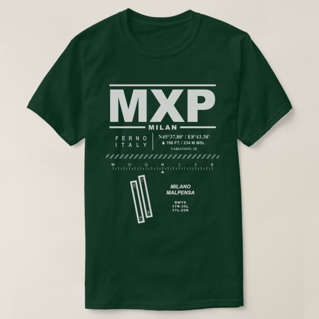 Camiseta Milán Malpensa Airport MXP T-Shirt (Diseño del anverso)