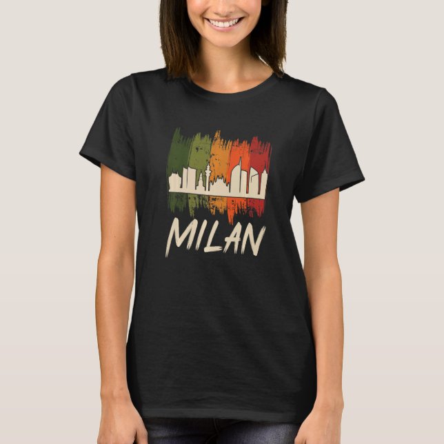Camiseta Milán Skyline Retro Desde Italia Dom De Milan (Anverso)
