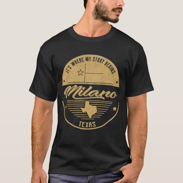 Camiseta Milano Texas es donde comienza mi historia (Anverso)
