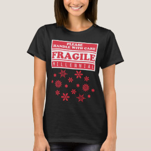 Camiseta Milenio Frágil, Manejo Con Cuidados Copos De Nieve