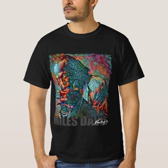 Camiseta MILES DAVIS - Retrato de NFT de Marco Aureggi (Anverso)