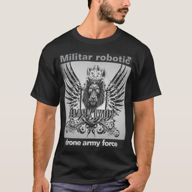 Camiseta Militar robotic black Lyon drone army force 2 (Anverso)