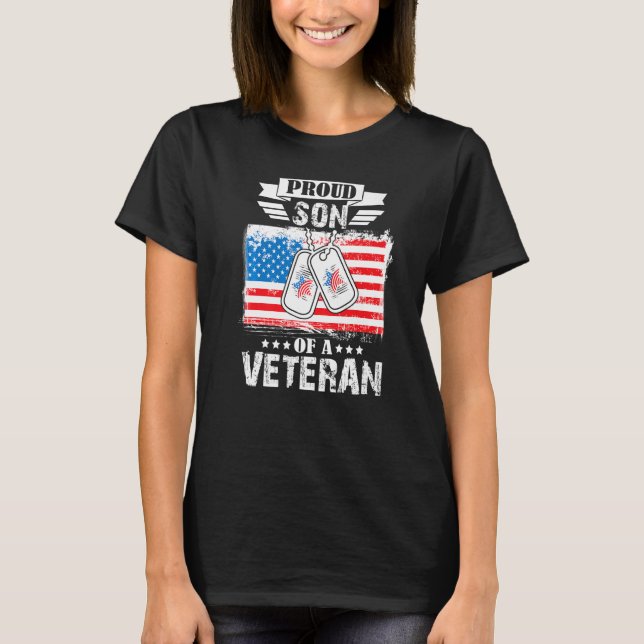 Camiseta Military Family Veterans Support Proud Son of a Ve (Anverso)