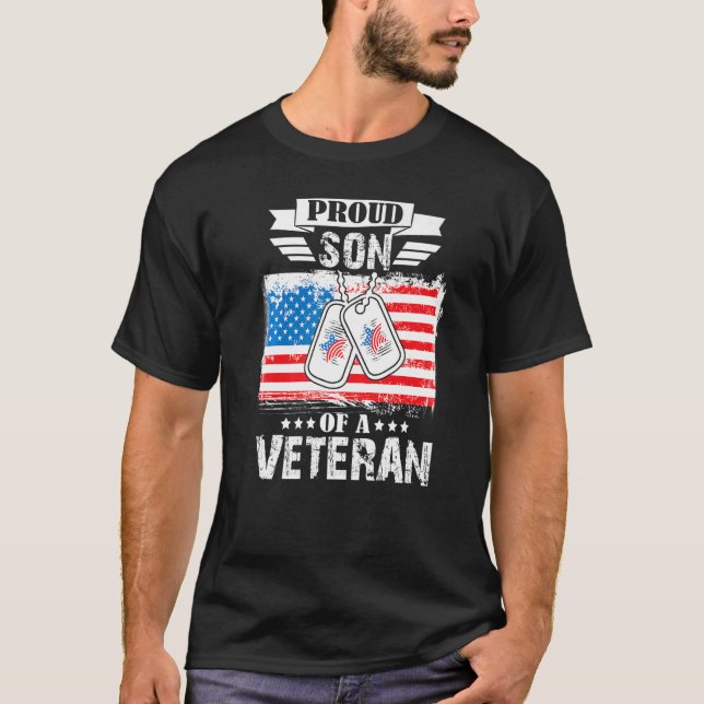Camiseta Military Family Veterans Support Proud Son of a Ve (Anverso)