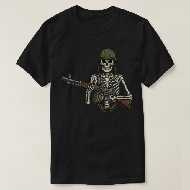 Camiseta Military Skeleton with a Gun (Diseño del anverso)