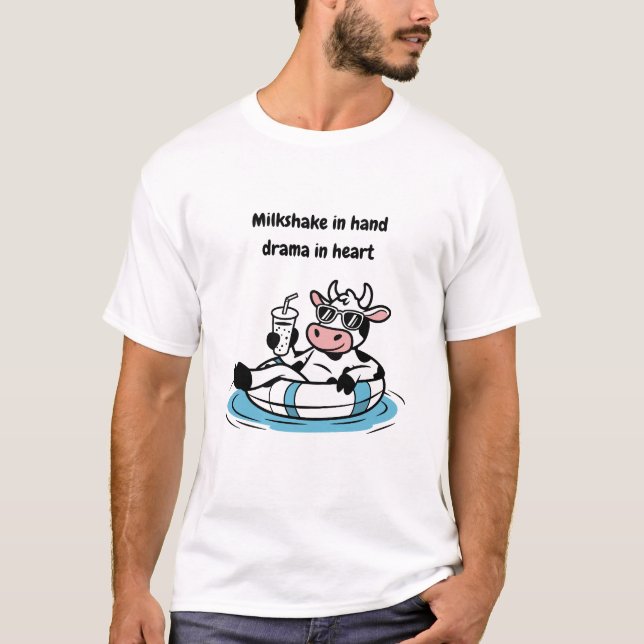 Camiseta Milkshake in Hand, Drama in Heart | Cool Cow Graph (Anverso)