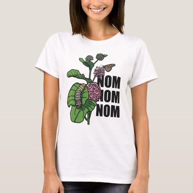 Camiseta Milkweed de Caterpillar de la mariposa de monarca (Anverso)