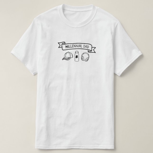 Camiseta Millennial Dad Doodle Banner Father's Day Gift (Diseño del anverso)