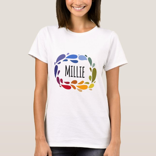 Camiseta Milliname Niedliches farbiges Geschenk mit dem Nam (Anverso)