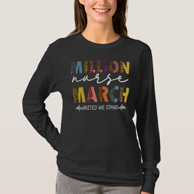 Camiseta Millón de enfermeras Marcha Boho Leopard Enfermera (Anverso)