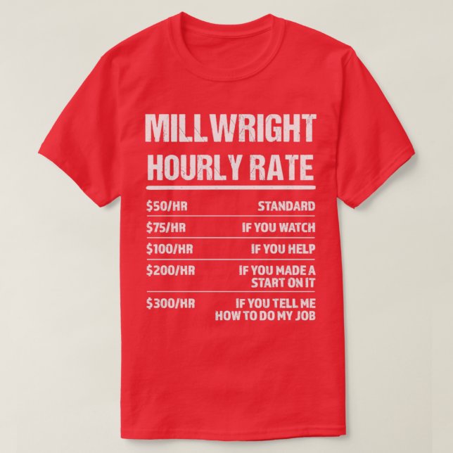 Camiseta Millwright Hourrate Funny Birthday Gift (Diseño del anverso)