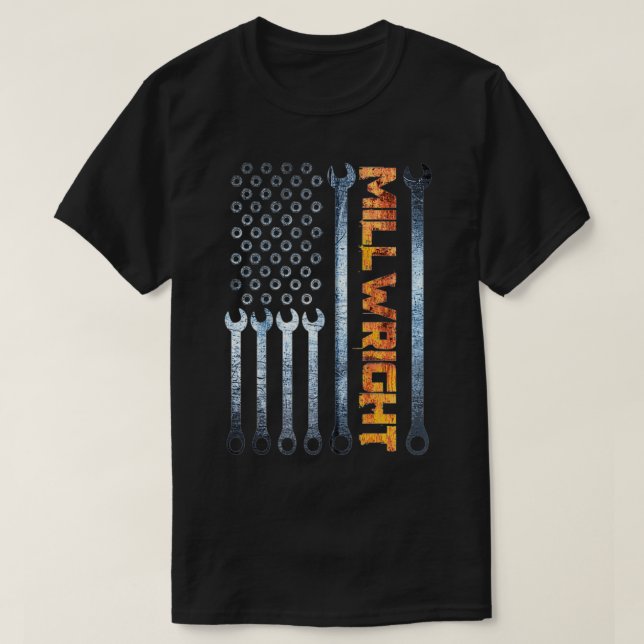 Camiseta Millwright Tools Patriotic American Flag Millwrigh (Diseño del anverso)