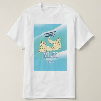 Camiseta Milos, isla griega arte de mapa de póster de viaje