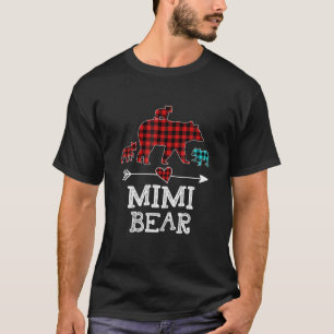 Camiseta Mimi Bear Navidades Pajama Red Plaid Buffalo