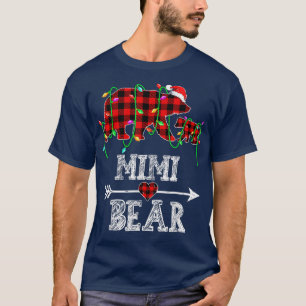 Camiseta Mimi Bear Navidades Pajama Red Plaid Buffalo Famil