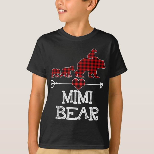 Camiseta Mimi Bear Navidades Pajama Red Plaid Buffalo Famil (Anverso)
