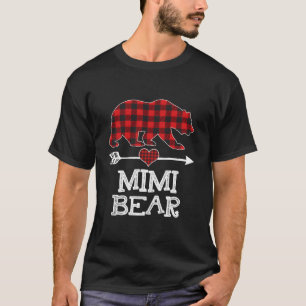 Camiseta Mimi Bear Navidades Pajama Red Plaid Buffalo Famil