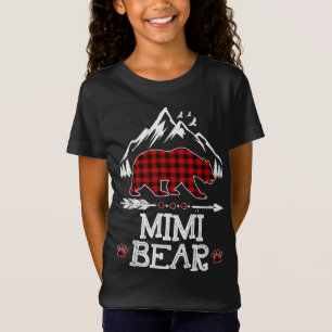 Camiseta Mimi Bear Navidades Pajama Red Plaid Buffalo Famil