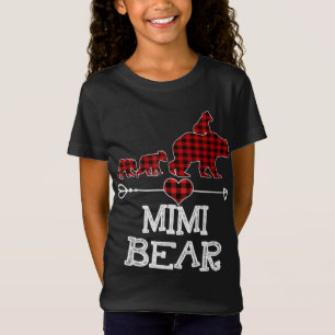 Camiseta Mimi Bear Navidades Pajama Red Plaid Buffalo Famil
