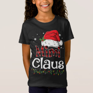 Camiseta Mimi Claus Santa Hat Red Plaid Buffalo Navidades P
